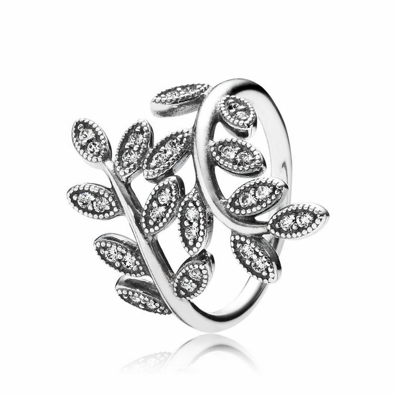 Pandora Sparkling Leaves Statement Ring Ireland - Sterling Silver/Cubic Zirconia - 319806FHZ